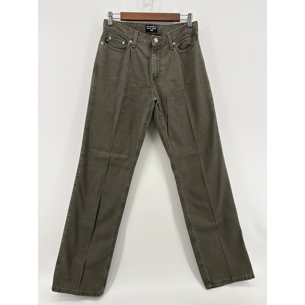 Polo Jeans Co Ralph Lauren Womens Olive Green Straight Leg‎ Denim Jeans 28x30.5